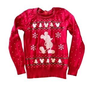 Disney women’s festive Red Mickey Mouse sweater